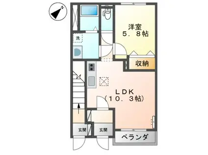コンフォール菟道(1LDK/1階)の間取り写真