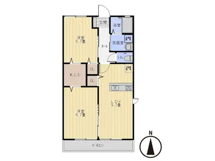 ラパン・ド・レトア(2LDK/2階)の間取り写真