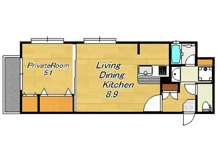 フォーセゾン三篠(1LDK/3階)の間取り写真