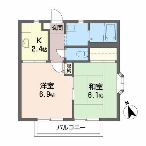 コーポラスカマタII(2K/2階)の間取り写真