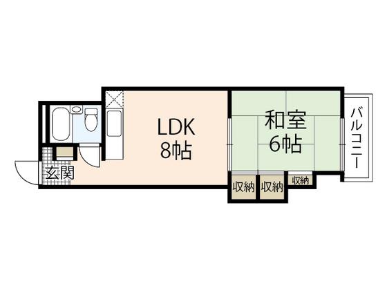北原ビル(1DK/4階)の間取り写真
