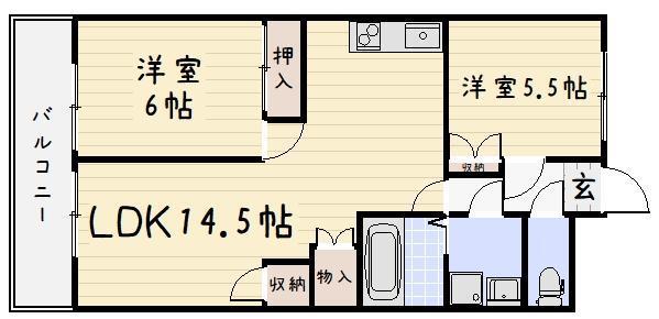 シャトレーゼ熊本(2LDK/3階)の間取り写真