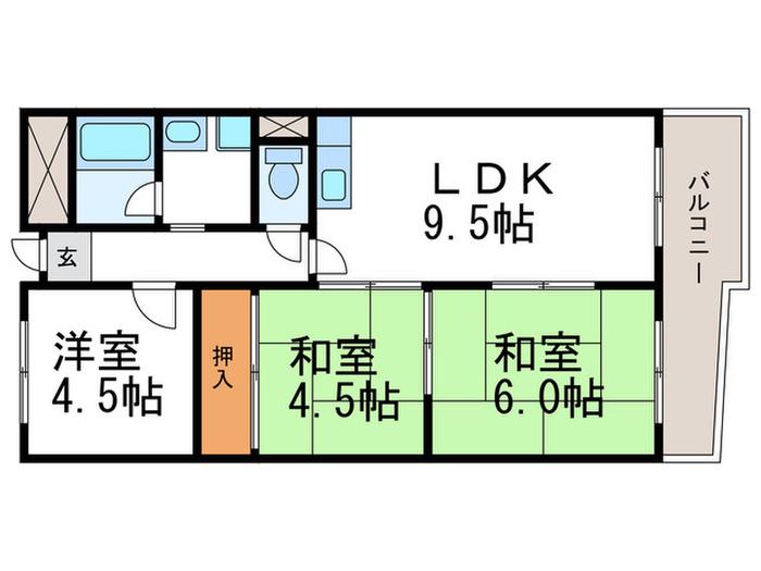 高槻センチュリーマンション(3LDK/4階)の間取り写真