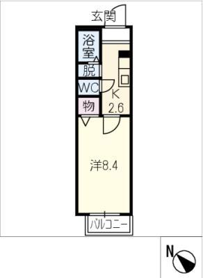 ステータス818(1K/2階)の間取り写真
