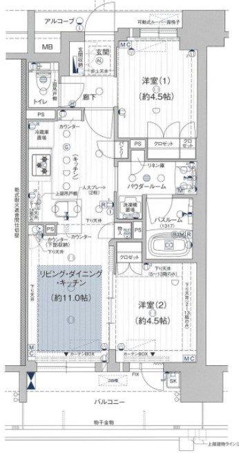 プレサンス ロジェ 名駅南(2LDK/9階)の間取り写真