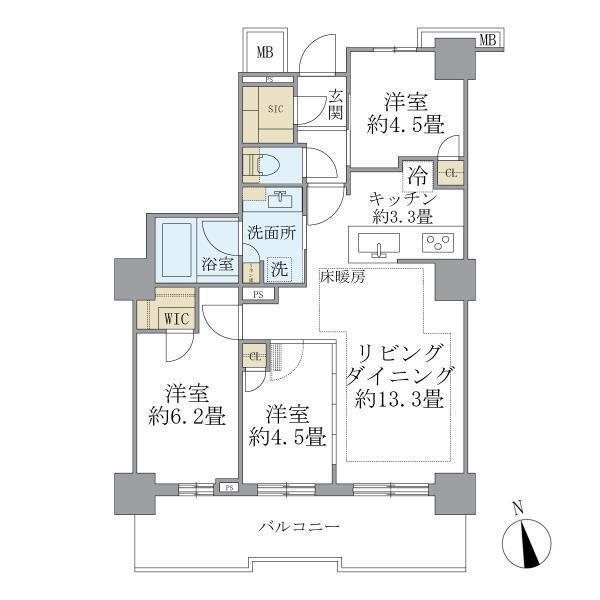 BRILLIA TOWER 聖蹟桜ヶ丘 BLOOMING RESIDE(3LDK/27階)の間取り写真