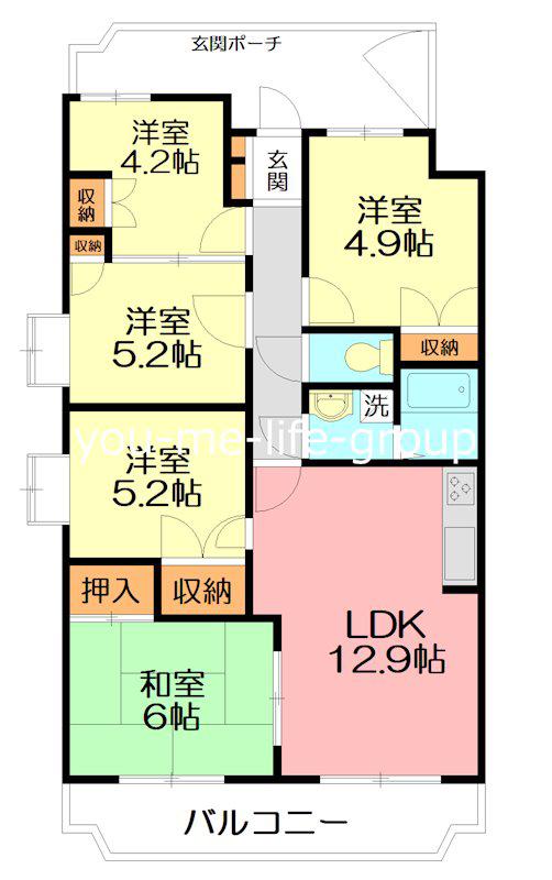 ツインベル・ローズ館(4SLDK/3階)の間取り写真