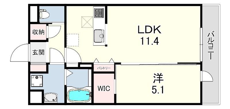 カーサ クラージュ(1LDK/2階)の間取り写真