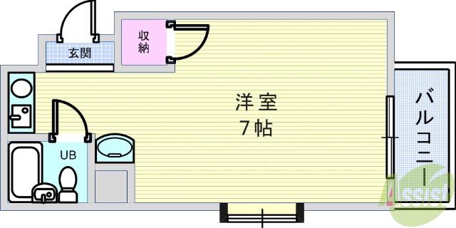 カルム西緑丘(ワンルーム/2階)の間取り写真