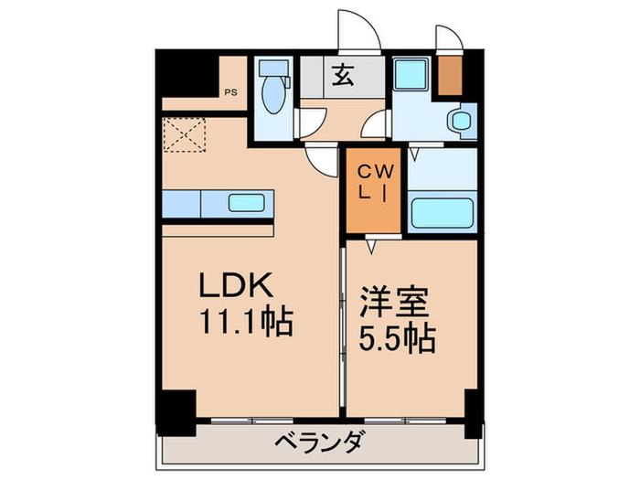 メゾンクラウン大手山(1LDK/9階)の間取り写真