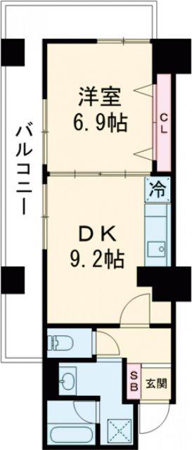 セントラル堺東(1DK/5階)の間取り写真