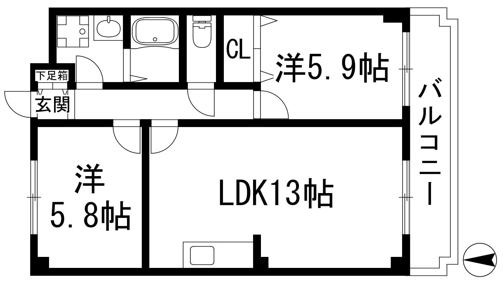 ファミーユ仁川(2LDK/2階)の間取り写真