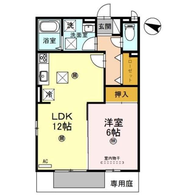 マリン毛見(1LDK/1階)の間取り写真