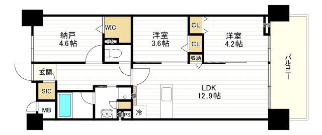 スプランディッド大阪NAMBA LINE(2SLDK/3階)の間取り写真