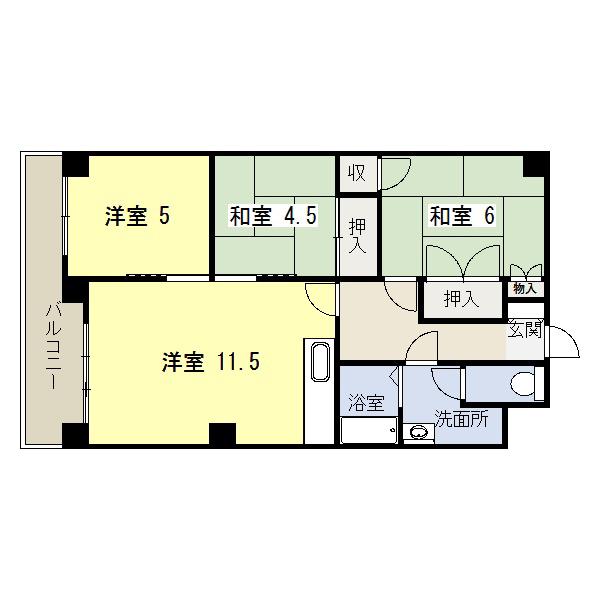レジデンス西岡(3LDK/4階)の間取り写真