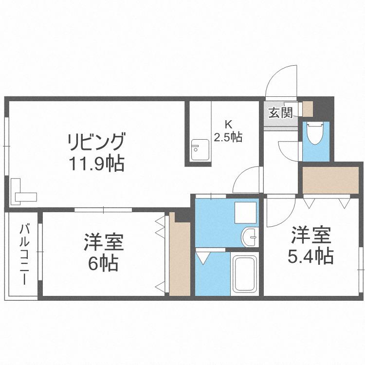 GRAN FELIZ N19(2LDK/4階)の間取り写真