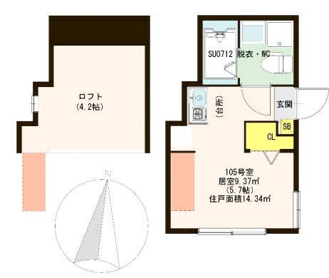 ハーモニーテラス志茂II(ワンルーム/1階)の間取り写真
