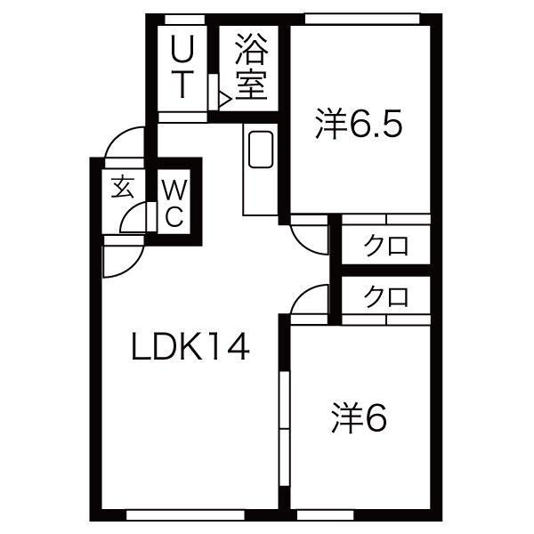 グリシーヌS(2LDK/2階)の間取り写真