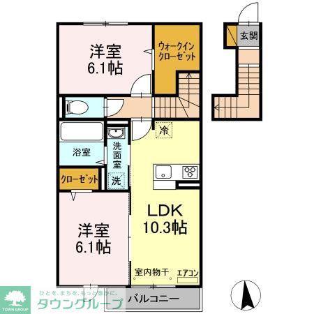 イースト・ヴィラ II(2LDK/2階)の間取り写真