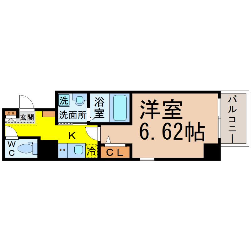 Z・R名駅(1K/6階)の間取り写真