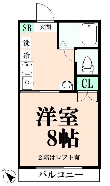 カメリエA(1K/1階)の間取り写真