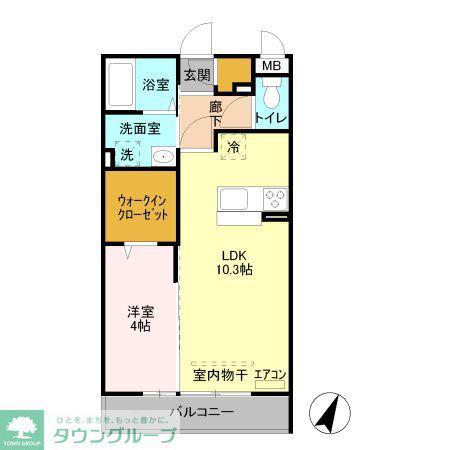 MY TIARA(1LDK/2階)の間取り写真