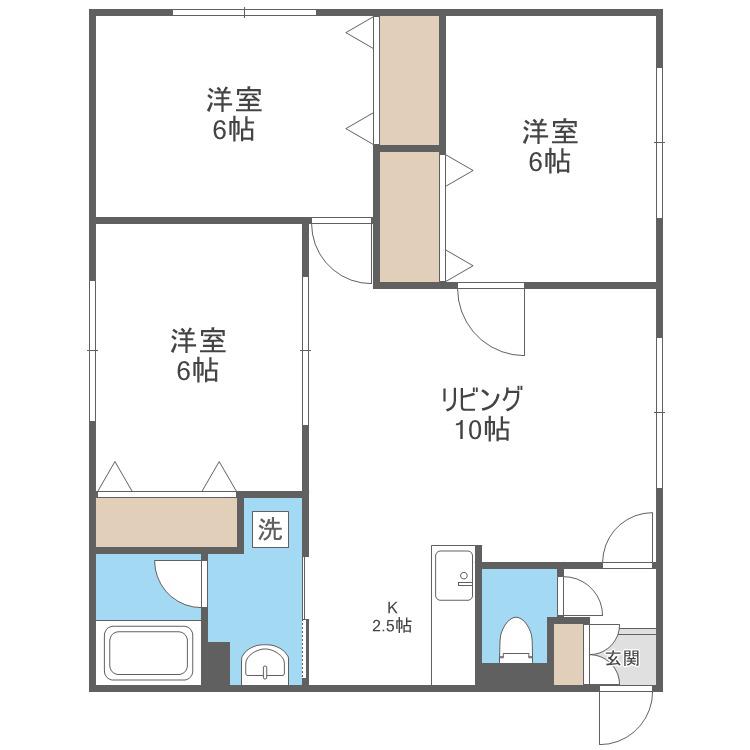 花コート(3LDK/1階)の間取り写真