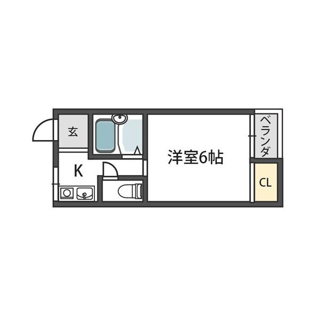 シャトレ小阪(1K/2階)の間取り写真