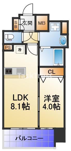 スワンズシティ大阪城ノース(1LDK/10階)の間取り写真