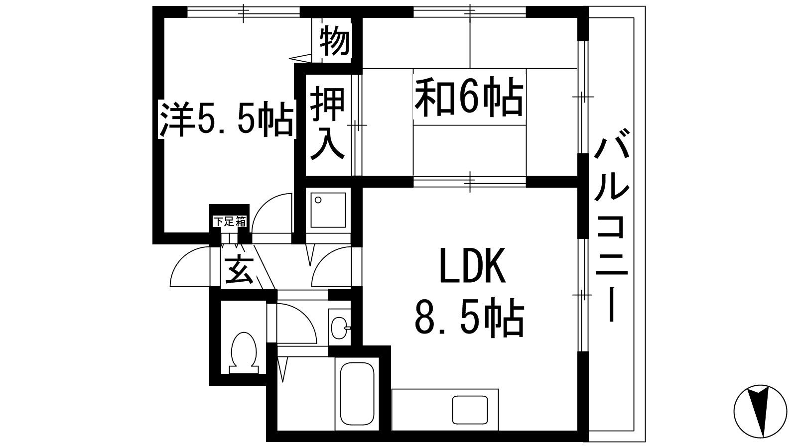 メゾンちぐさ(2LDK/3階)の間取り写真