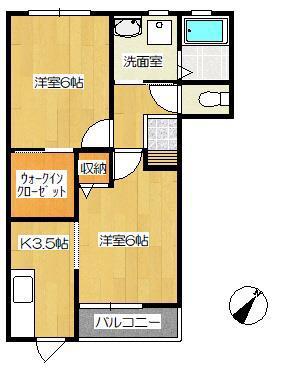 クオーレB(2K/2階)の間取り写真