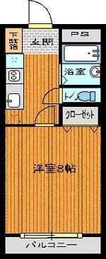 JR山陽本線 三原駅 徒歩47分 3階建 築30年(1K/3階)の間取り写真