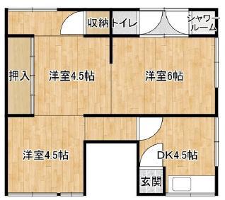 なつか清水と春の丘(3DK/1階)の間取り写真