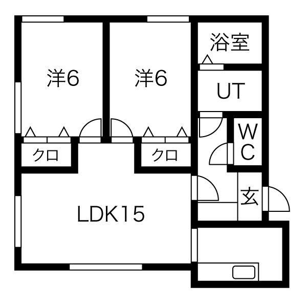 エスケイ元町(2LDK/2階)の間取り写真