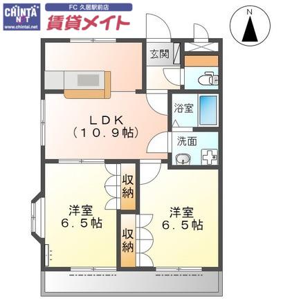 ラピュタ弐番館(2LDK/1階)の間取り写真