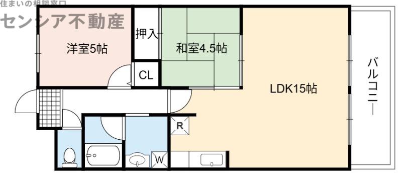 都島北通マンション(2LDK/3階)の間取り写真