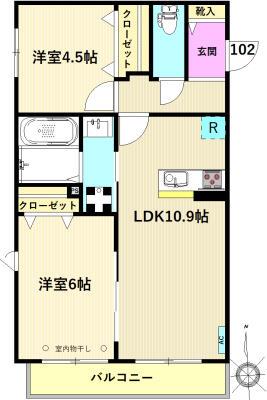 メゾンドアロ(2LDK/1階)の間取り写真