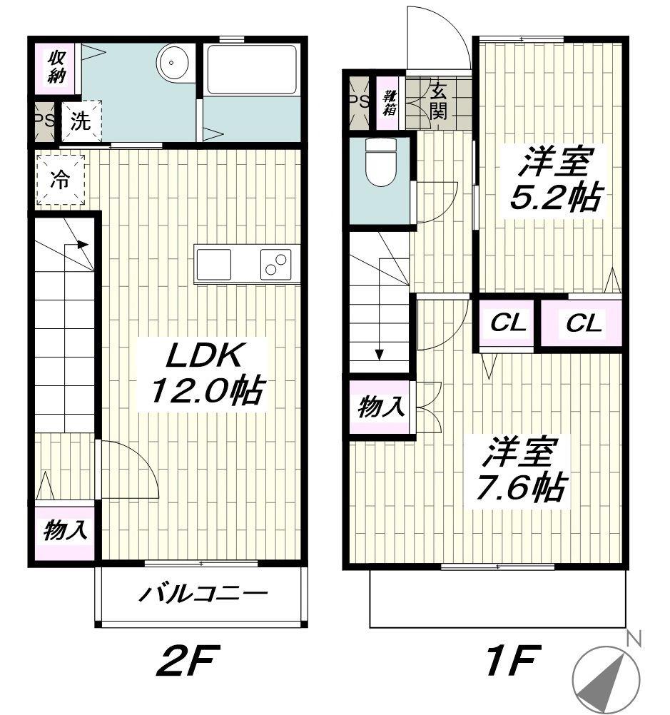 小田急江ノ島線 本鵠沼駅 徒歩9分 2階建 築4年(2LDK/2階)の間取り写真