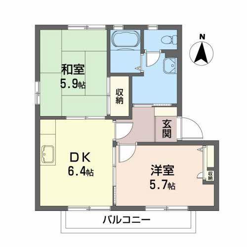 アーバンストリートA(2DK/2階)の間取り写真