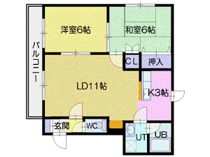 エクセルMSIII(2LDK/2階)の間取り写真