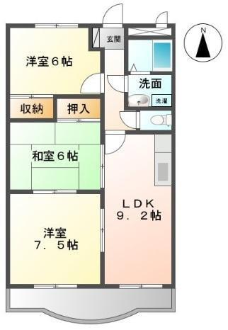グランディア木太(3DK/1階)の間取り写真