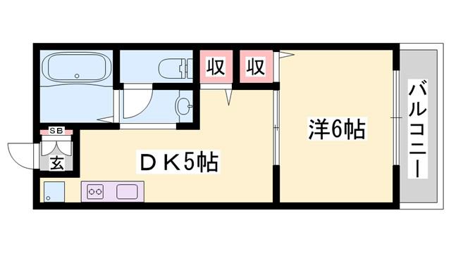 ラポール弐番館(1DK/2階)の間取り写真