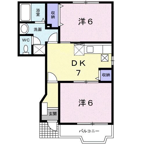 ジャルダン ドゥ 川崎-B(2DK/1階)の間取り写真