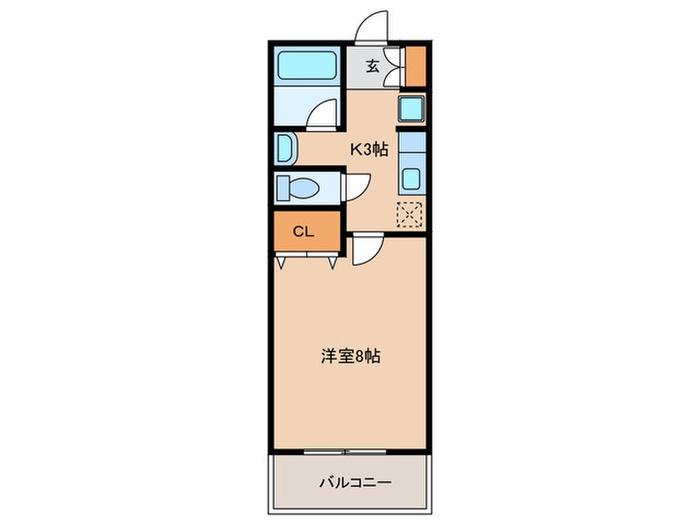 サンメルディアン(1K/1階)の間取り写真