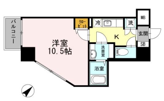 JPノイエ早稲田(1K/7階)の間取り写真
