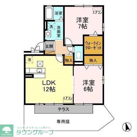 ヒルサイドコート参番館(2LDK/1階)の間取り写真