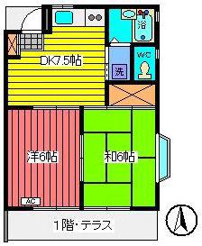 トークビレッジ(2DK/1階)の間取り写真
