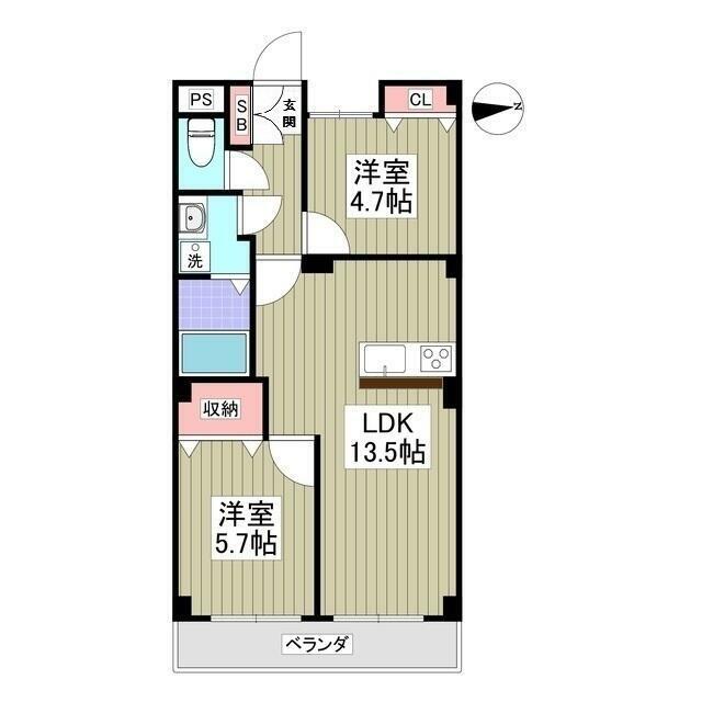 シャイニーハイツ(2LDK/1階)の間取り写真