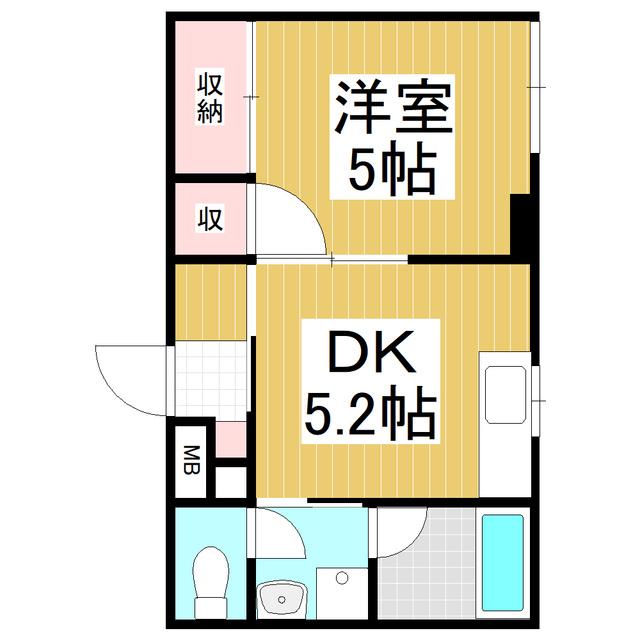 まなまゆビル(1DK/3階)の間取り写真