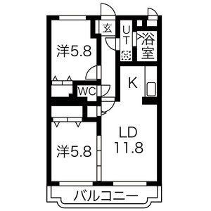 ユーミーセレッソ(2LDK/1階)の間取り写真